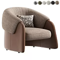 Modern Brown Accent Chair With Patterned Pillow Padded Seat And Curved Arms