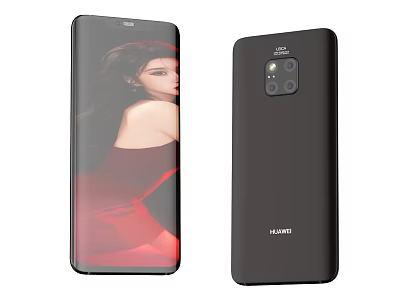 Huawei Black Smartphone With Front Display And Rear Camera Design 3d model