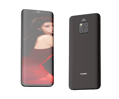 Huawei Black Smartphone With Front Display And Rear Camera Design 3d model