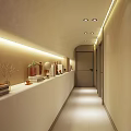 Clubhouse Corridor Modern Design With Soft Recessed Lighting And Decorative Items
