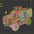 Military Armored Vehicle With Roof Mounted Weapon System External Antennas And Heavy Duty Tires