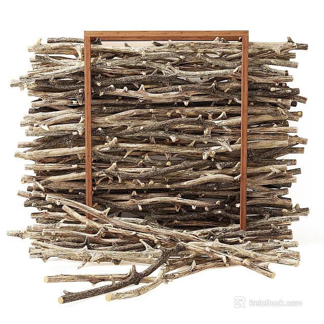 Stacked Natural Wooden Logs Arranged In Sturdy Wooden Frame For Firewood Storage 3d model 