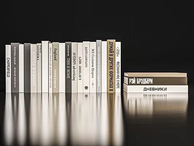 Modern Decorative Book Ornament Set With Neatly Arranged Various Colored Books On Reflective Surface 3d model