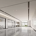 Modern Front Desk Reception Interior Design With Marble Counter And Glass Partitions