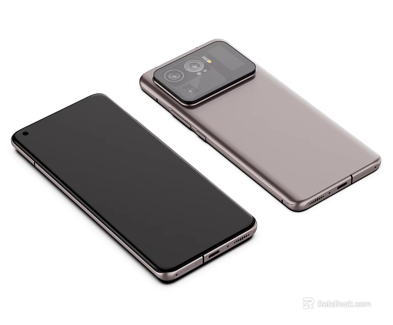 Two Sleek Modern Smartphones With Black Front Panel And Silver Camera Back Body Design 3d model 