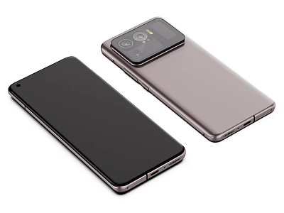 Two Sleek Modern Smartphones With Black Front Panel And Silver Camera Back Body Design 3d model