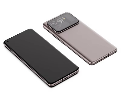 Two Sleek Modern Smartphones With Black Front Panel And Silver Camera Back Body Design 3d model