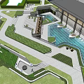 Garden Landscape Design With Green Lawns Walkways Roofed Pavilions Water Features And Paved Areas
