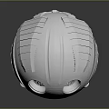 White Spherical Futuristic Device With Circular Eye Like Structures And Surface Lines 3d model