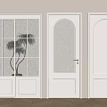 Three White Hinged Doors Modern Interior Design With Glass Panels And Arch Details