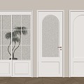 French Single Door Cream Wind Single Door Swing Door 3d model