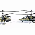 Military Helicopters With Camouflage Exterior Twin Rotor System And Side By Side
