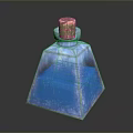 Blue Glass Bottle With Cork Stopper Transparent Body And Blue Liquid