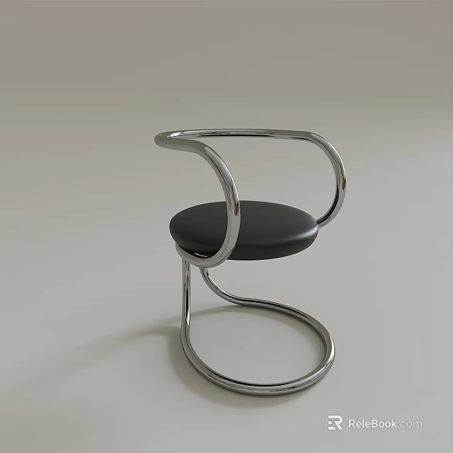 Modern Leisure Chair With Curved Metal Frame Black Cushion And Sleek Design 3d model 