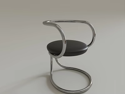 Modern Leisure Chair With Curved Metal Frame Black Cushion And Sleek Design 3d model