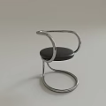 Modern Leisure Chair With Curved Metal Frame Black Cushion And Sleek Design
