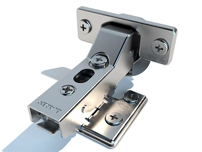 Stainless Steel Door Handle Hinge Mechanism With Mounting Screws And Metal Plate 3d model