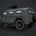 Military Armored Functional Vehicle With Large Tires And Roof Mounted Weapon System