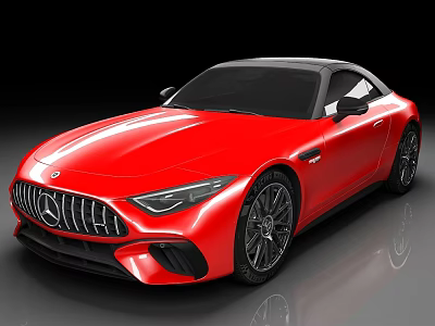 Red Mercedes Sports Car with Sleek Body Design and Black Alloy Wheels 3d model
