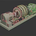 Industrial Rotating Drum Machine With Motor Control Panel And Pipes