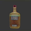 Decorative Orange And Gold Glass Bottle With Intricate Carvings And Embossed Labels For Home Decor