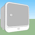 White Cube Shaped Small Refrigerators With Gray Doors And Metal Knobs
