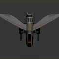 Futuristic Space Exploration Vehicle With Black Orange Cockpit And Extended Wings Design