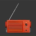 Red Retro Radio With Antenna Grille And Control Knobs Design