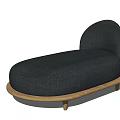 Modern Gray Linen Upholstered Chaise Lounge With Curved Backrest And Light Wooden Frame