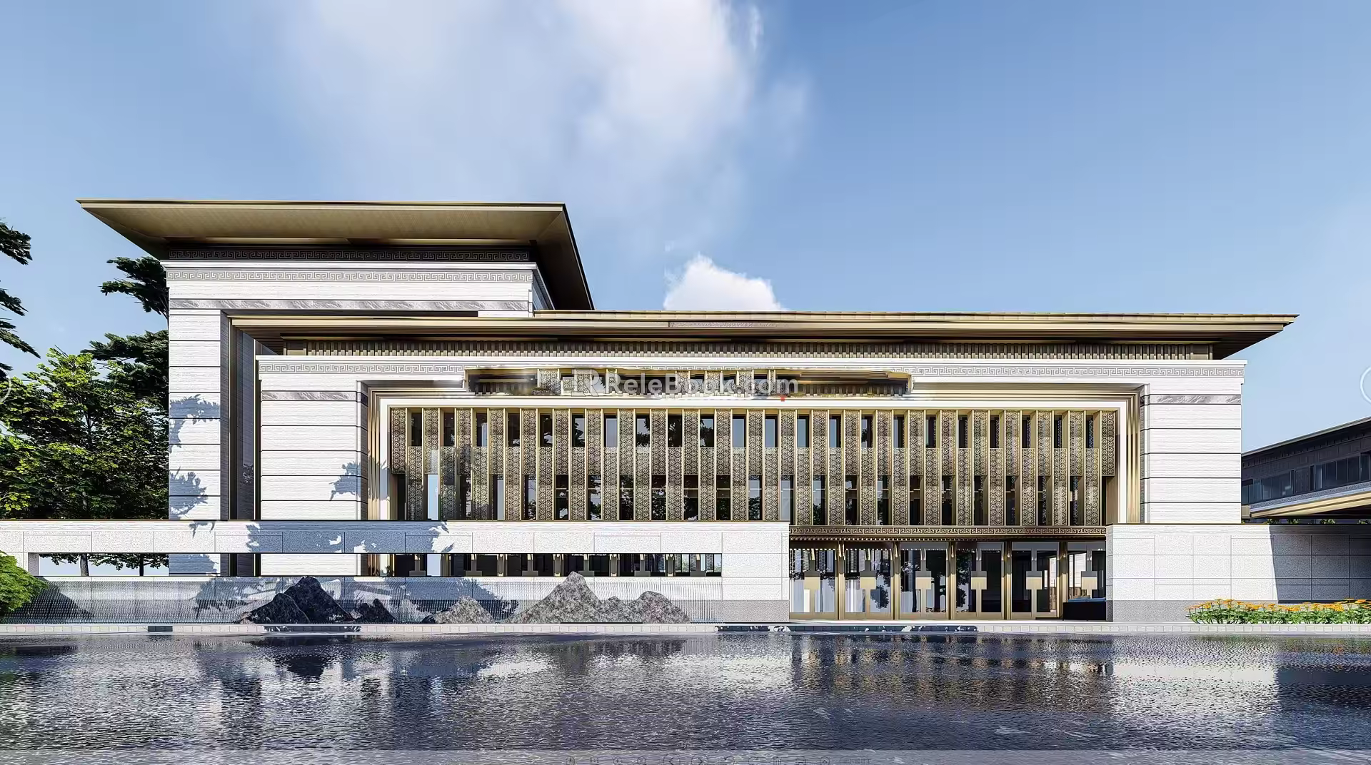 New Chinese Style Sales Office Design 3d model