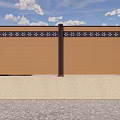 Modern Brown Fence Design With Black Decorative Strips And Decorative Top Gate