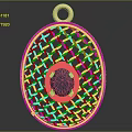 Elegant Golden Oval Pendant With Intricate Mesh Design And Purple Gemstone