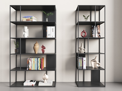 Modern Vertical Bookshelf Simple Bookshelf Iron Bookshelf Floor Storage Rack Iron Storage Rack 3d model