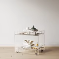Transparent Acrylic Side Table With Wheels And Multi Tier Shelves For Stylish Home