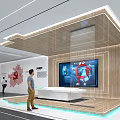 Hi Tech Exhibition Hall With Modern Booth Interactive Screens And Digital Information Displays