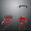 Red Mechanical Equipment with Metal Frames and Support Springs Structure Design 3d model