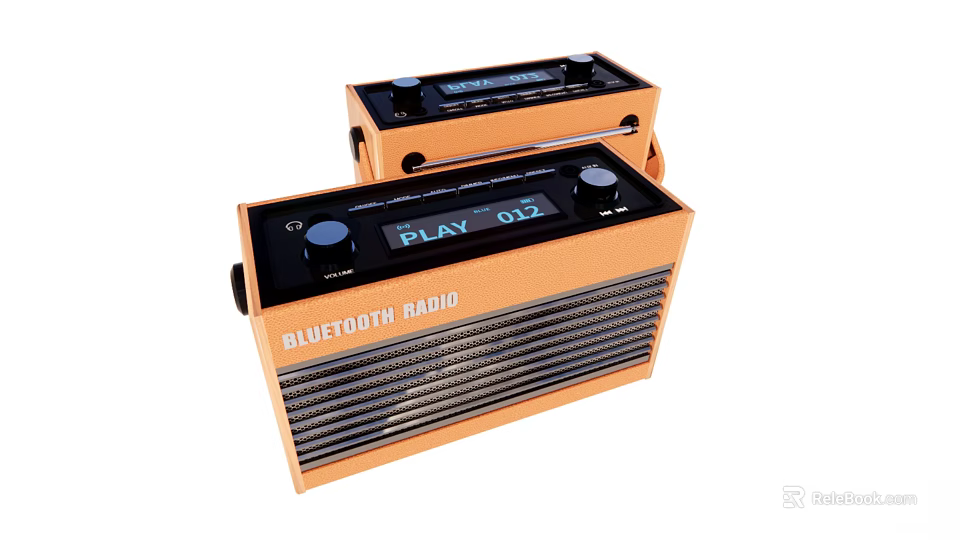 Orange And Black Bluetooth Radio With Digital Play Display And Wireless Speaker Function 3d model