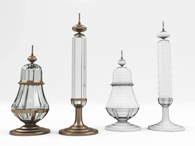 Elegant Decorative Ornament Set With Glass Metal Base And Various Designs For Home Decor 3d model