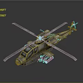 Military Modern Helicopter Aircraft With Rotor Blades And Weapon Mounts Design