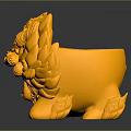 Golden Lion Shaped Vase With Intricate Carved Decorations And Shiny Surface