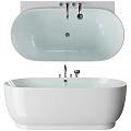 Modern White Freestanding Bathtub With Chrome Faucet And Smooth Interior Design
