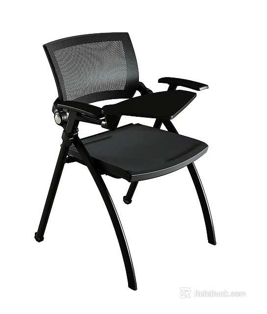 Modern Office Chair With Mesh Back Padded Seat And Metal Armrests 3d model 