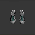Stylish Gray Black Athletic Sneakers With Teal Laces Silver Accents And White Spiked Sole