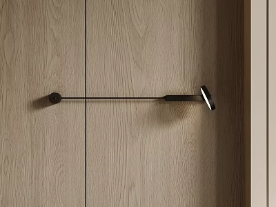 Modern Wall Lamp With Sleek Black Design Mounted On Wooden Interior Wall 3d model