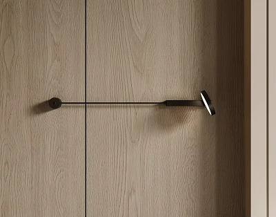 Modern Wall Lamp With Sleek Black Design Mounted On Wooden Interior Wall 3d model