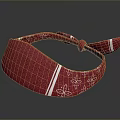 Red Headband With White Floral Patterns And Stripes For Daily Use 3d model