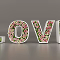 3D LOVE Letters Decorated With Pink And White Flower Blossoms