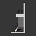 Modern Spiral Staircase With Dark Wooden Steps Metal Railings And Light Striped Wall