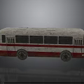 Vintage Red And White Rusty Bus With Weathered Exterior And Retro Design