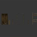 Wooden Furniture Components With Bunk Bed Frame And Unassembled Planks Structure
